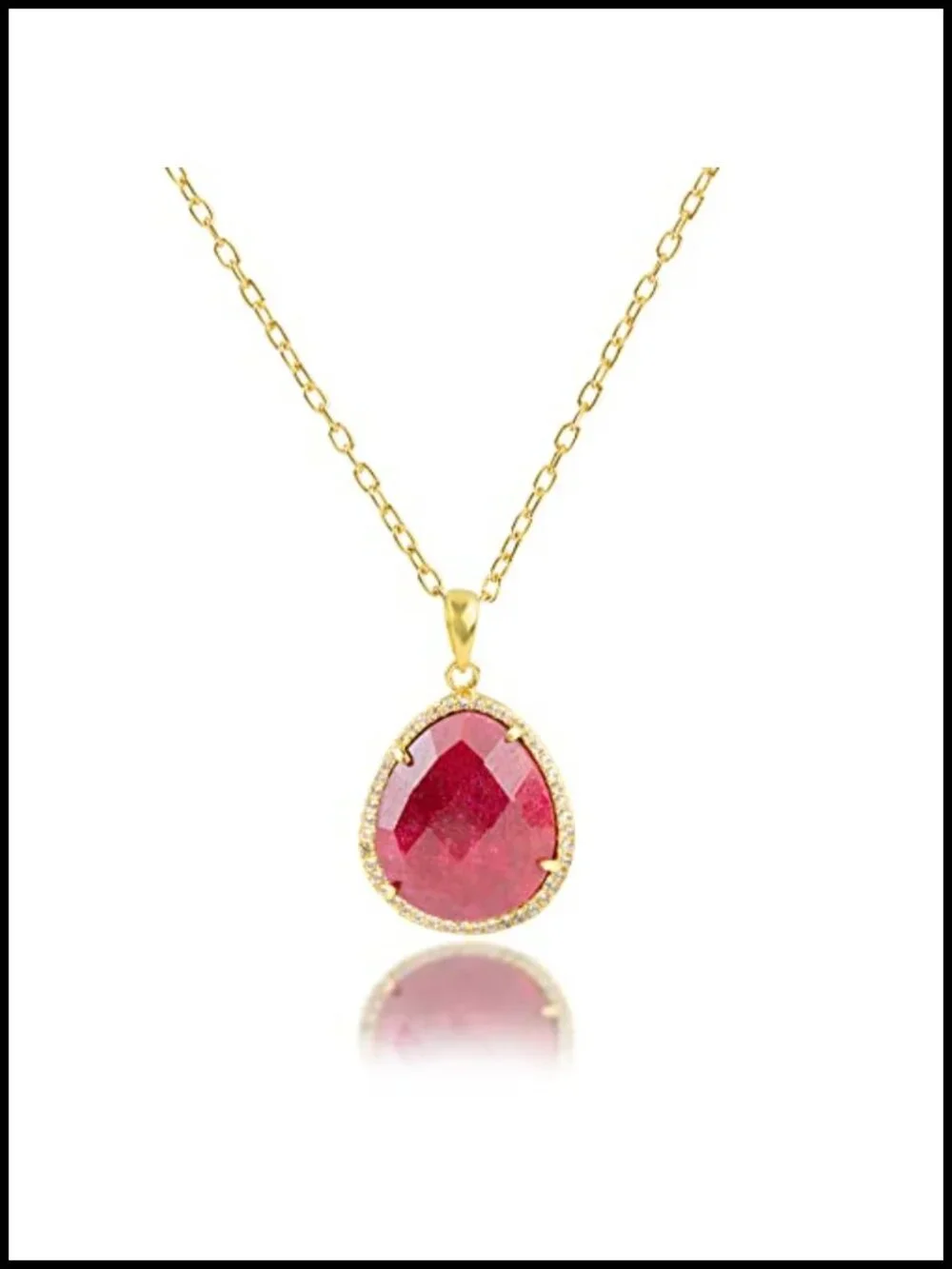7 Ct. Ruby Pendant Necklace, 18k Gold Over Sterling Silver, Pear Cut,